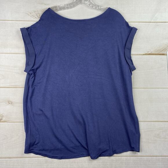 Fortune + Ivy Stitch Fix Women 2XL Top Blue Short Cuffed Sleeve Stretch V Neck - Picture 9 of 9